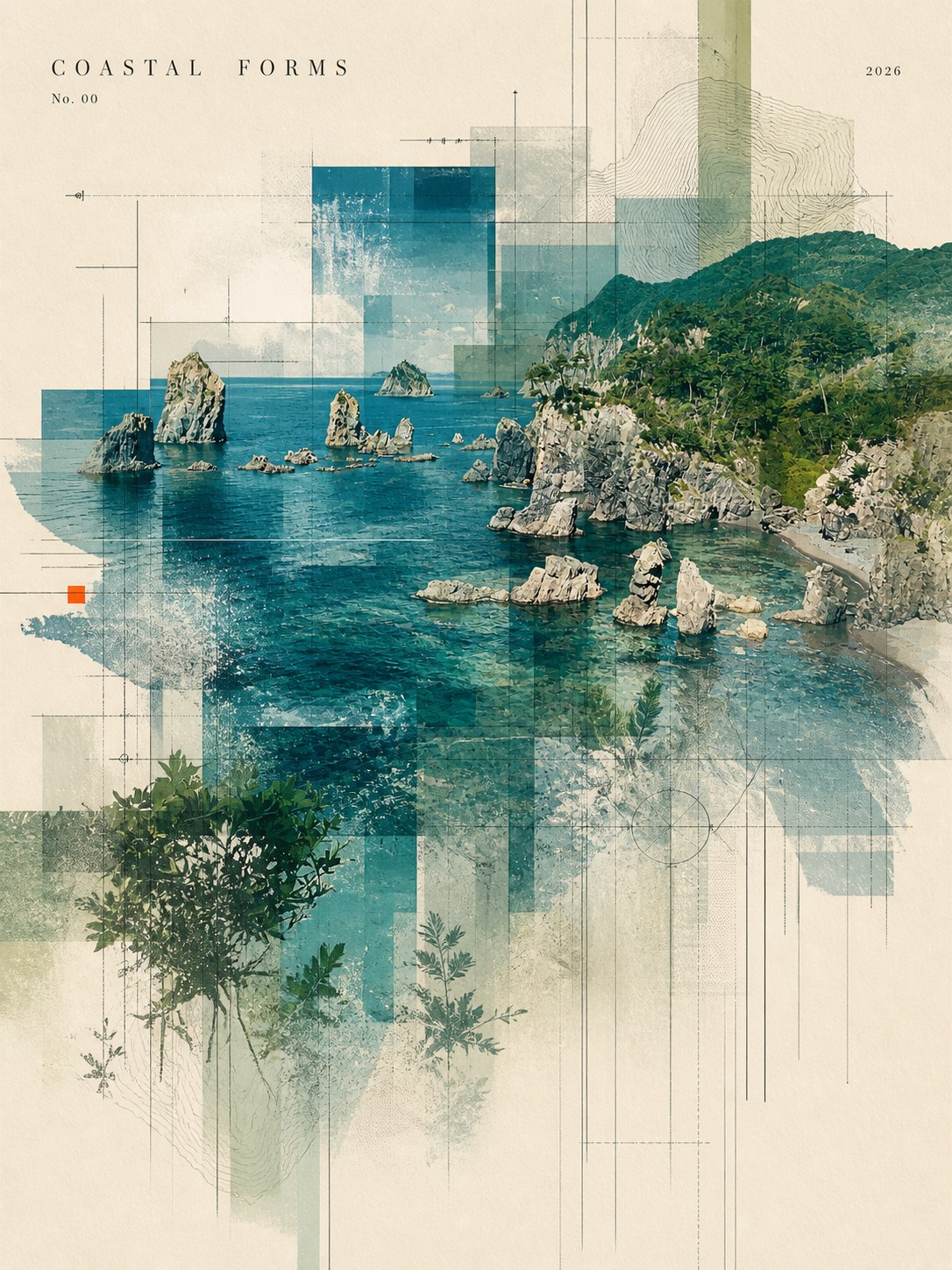 No.00 高級アートポスター(青海島の風景をAI加工した作例)